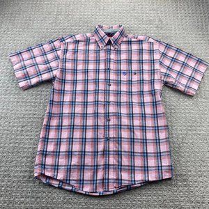 Wrangler Shirt Men Medium M Red Blue Plaid Button Down Cowboy Collection…
